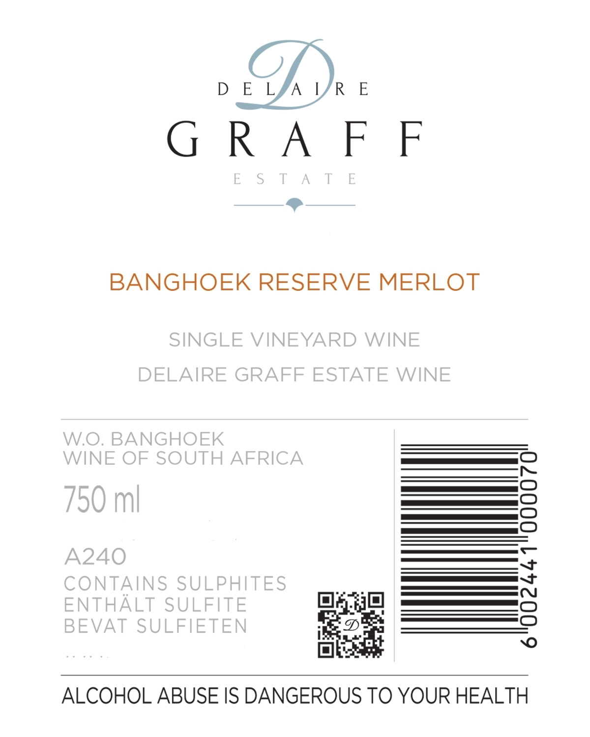 Delaire Graff Banghoek Reserve Merlot 2022 in Geschenkverpackung