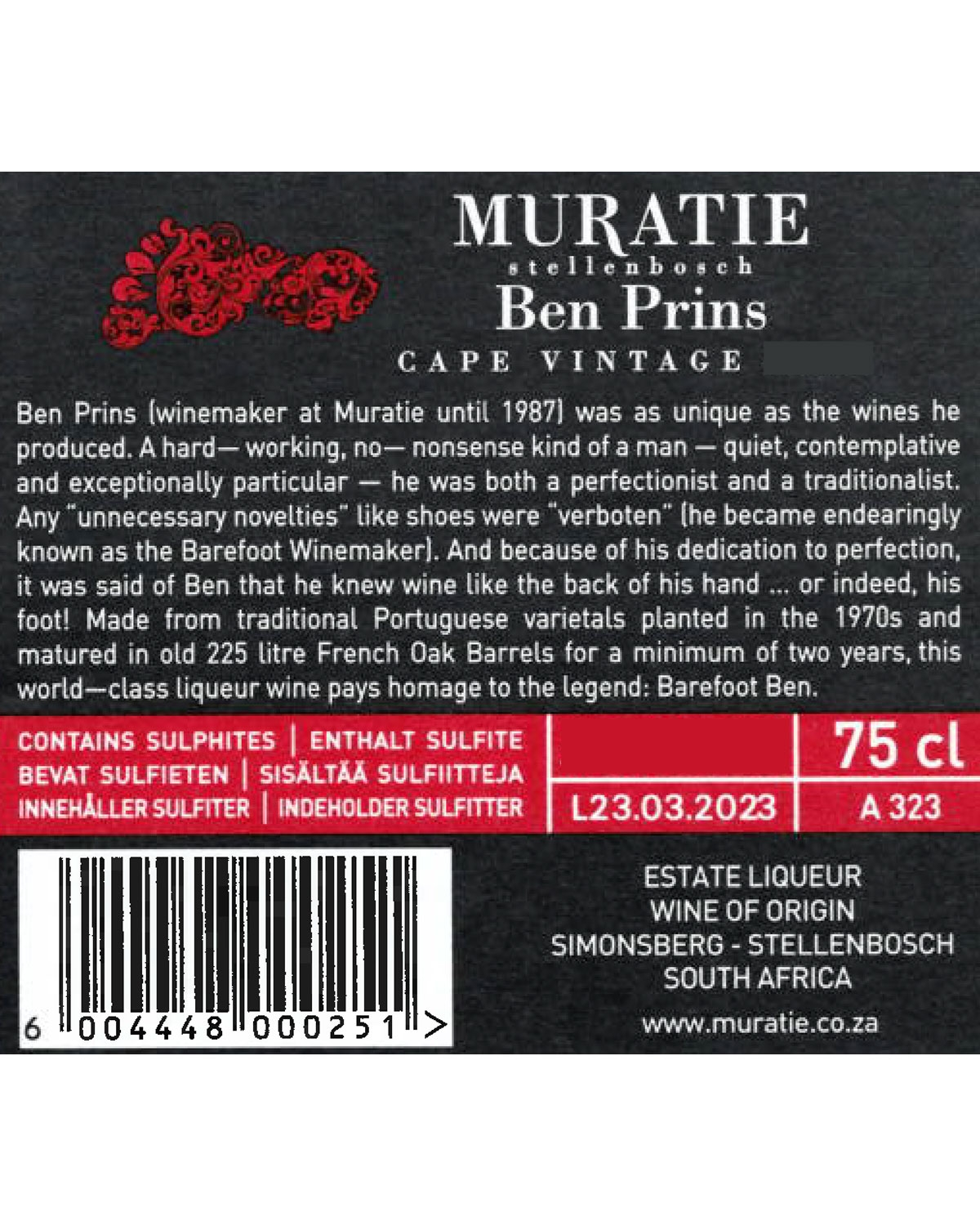 Muratie Ben Prins Cape Vintage 2021