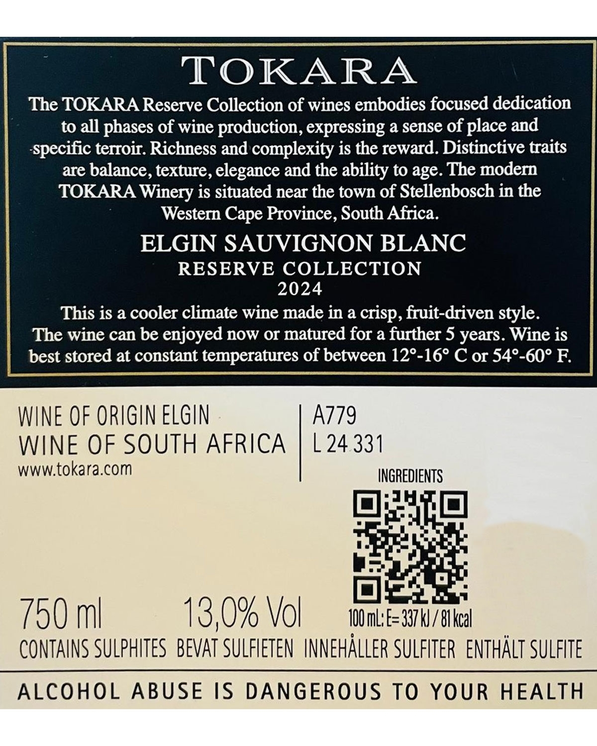 B-Ware: Tokara Reserve Collection Elgin Sauvignon Blanc 2024