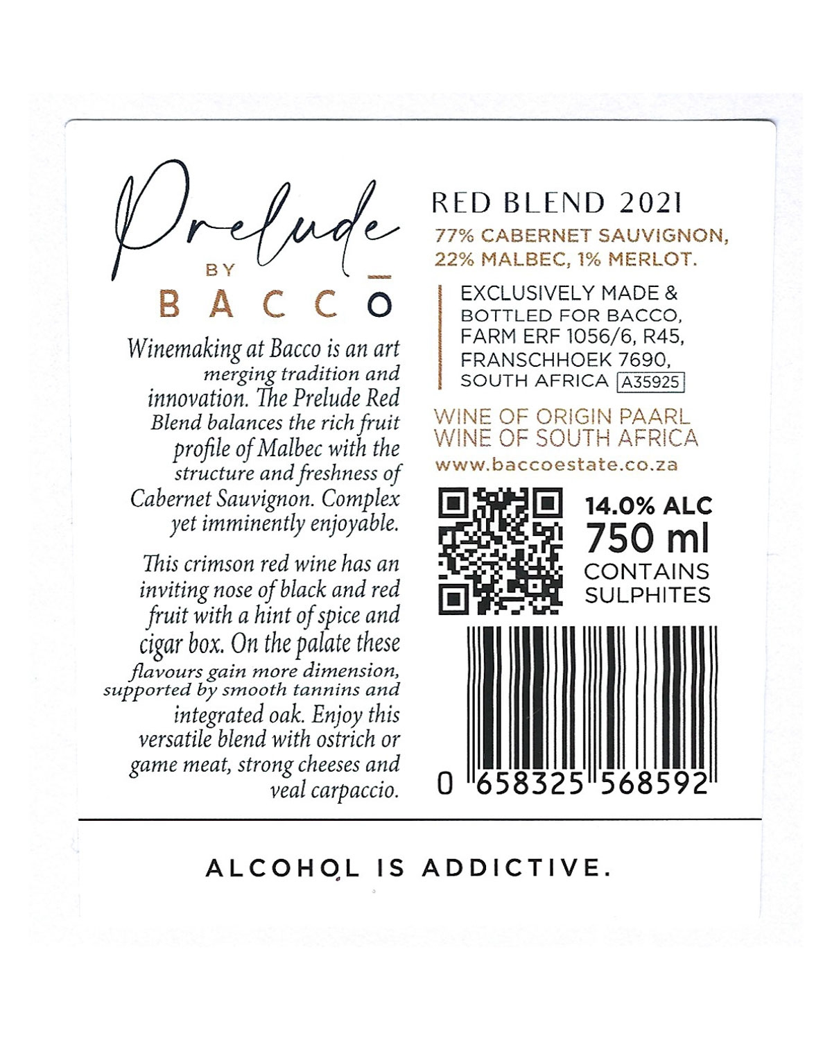 Bacco Prelude Red Blend 2021
