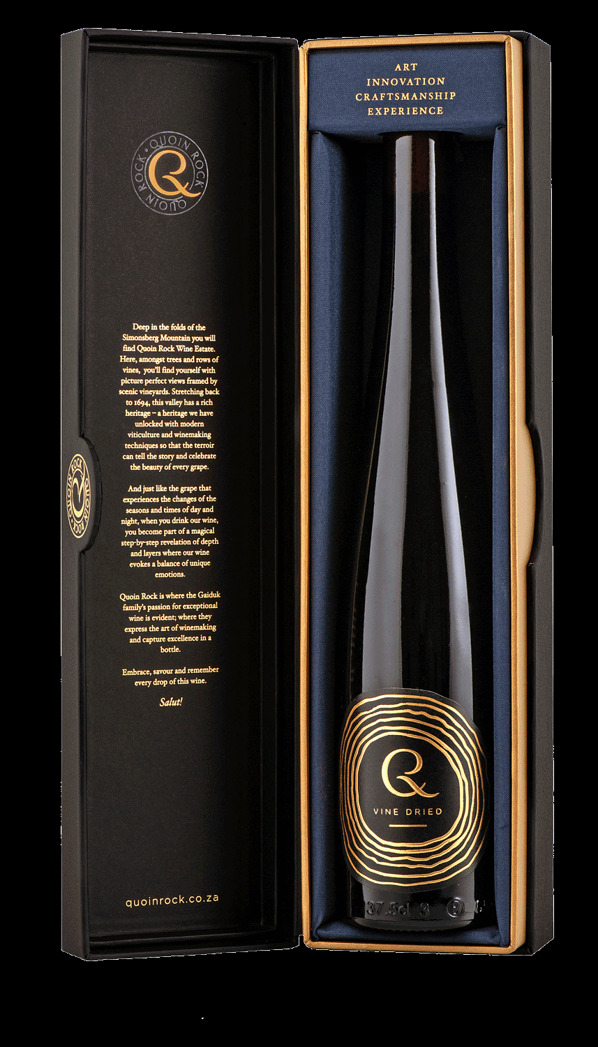 Quoin Rock Black Series Vine Dried 2024 im Geschenkkarton